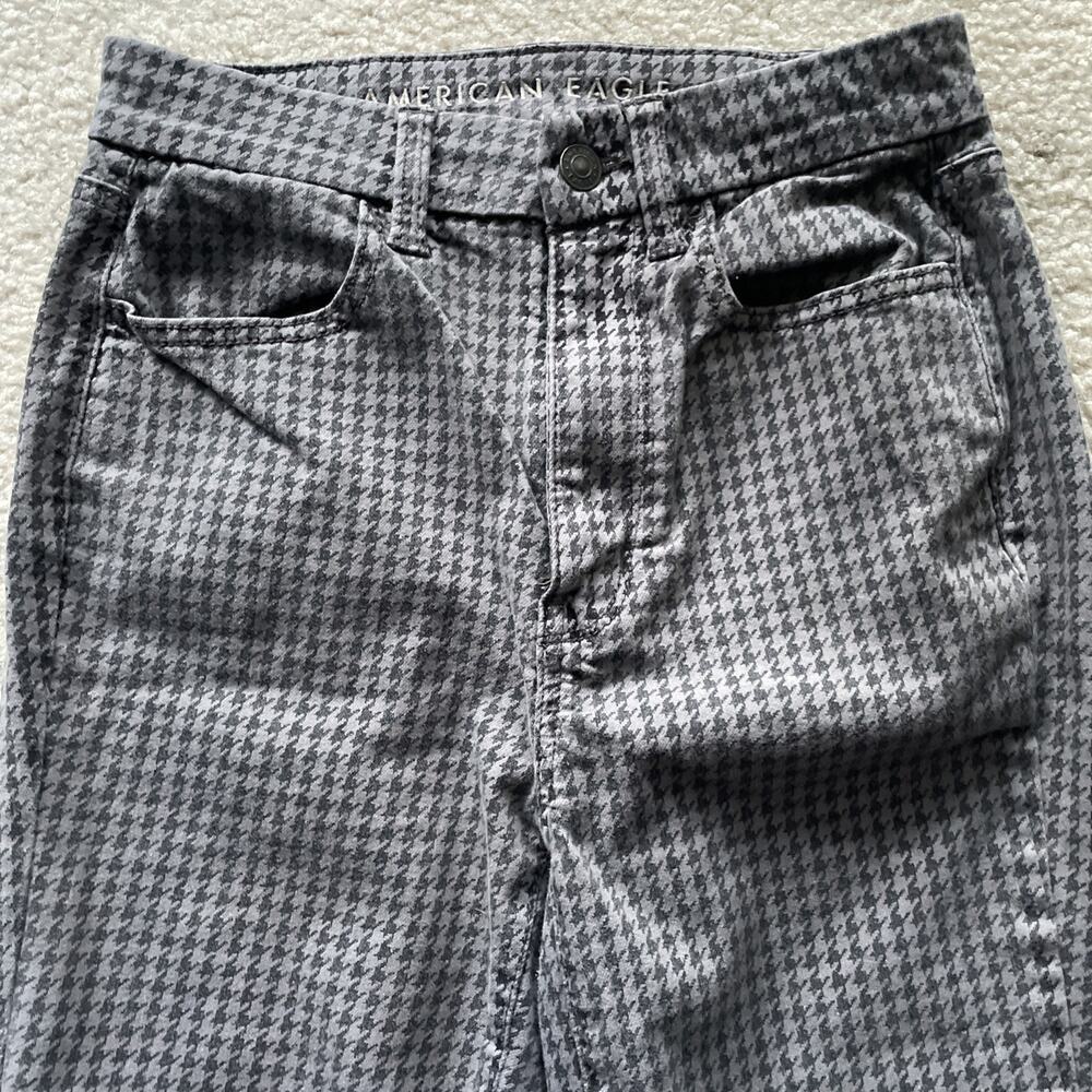American Eagle Curvy Super High Rise Jegging Checkered Gray Black Size 2